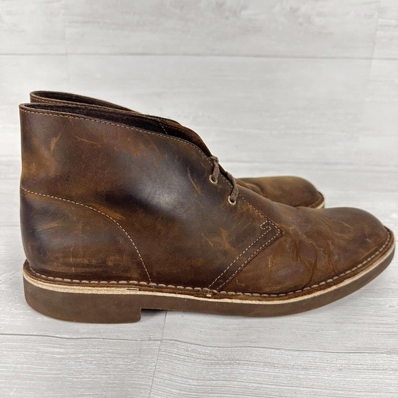 Clarks Bushacre Chukka Desert Boots Men Size 10.5 M Leather Brown Lace Up Shoes‎ - Picture 6 of 13